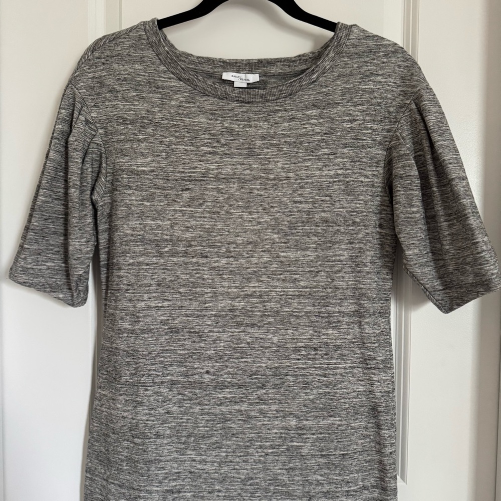 Daily Ritual Heather Gray Mini Dress, XS - Picture 3 of 12